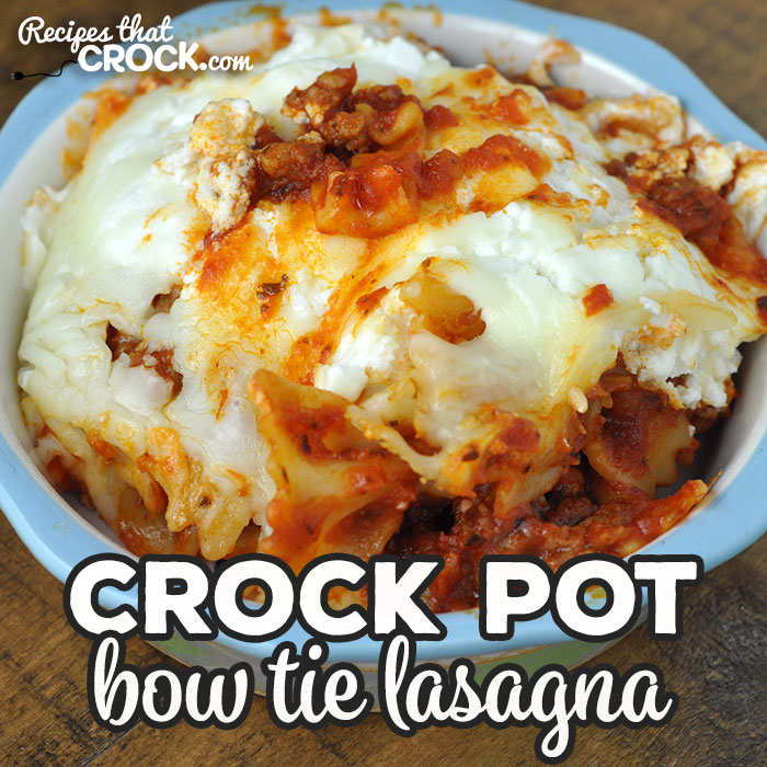 If you are looking for a delicious recipe to cRock your pot, you do not want to miss this Crock Pot Bow Tie Lasagna recipe! It is incredibly yummy!