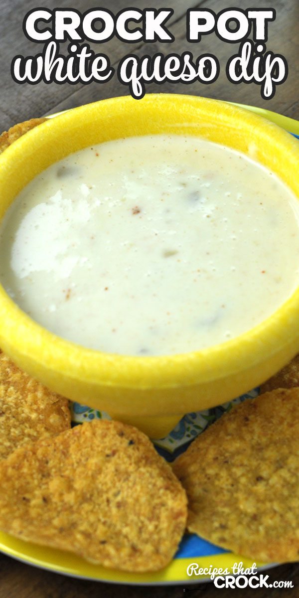 This Crock Pot White Queso Dip recipe is done in an hour and gives you a delicious dip as a treat for yourself or to share with friends! Yum!