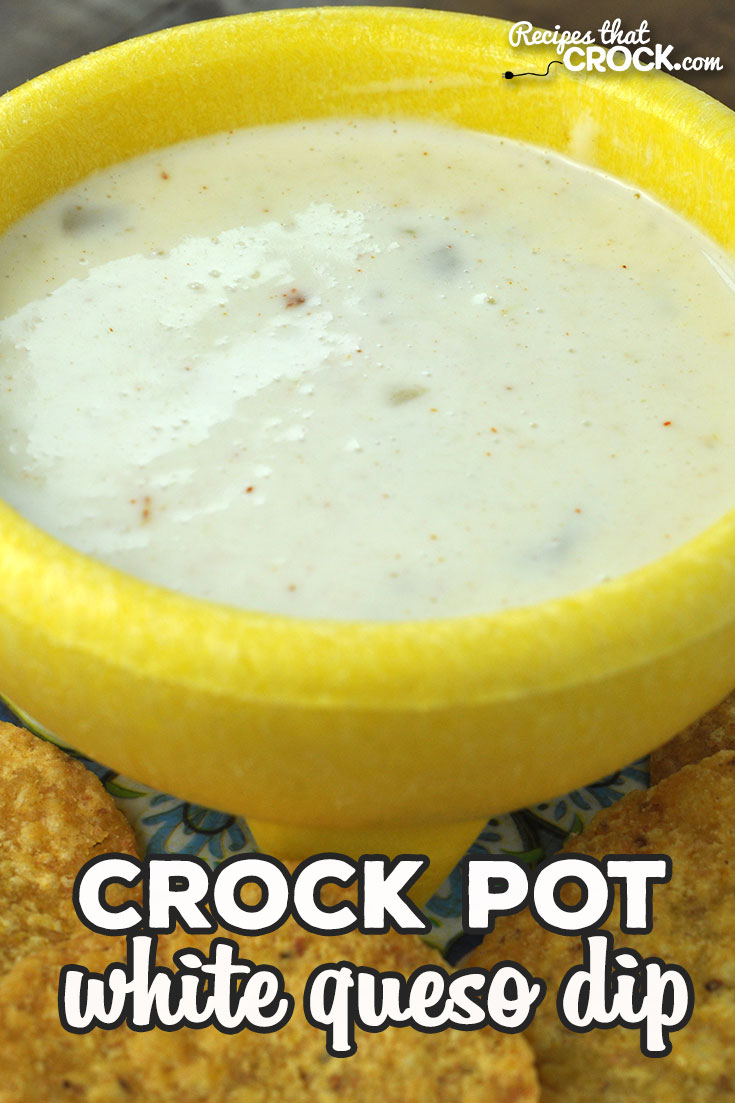 This Crock Pot White Queso Dip recipe is done in an hour and gives you a delicious dip as a treat for yourself or to share with friends! Yum! via @recipescrock