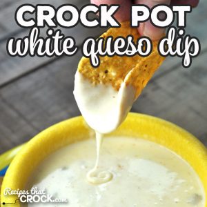This Crock Pot White Queso Dip recipe is done in an hour and gives you a delicious dip as a treat for yourself or to share with friends! Yum!