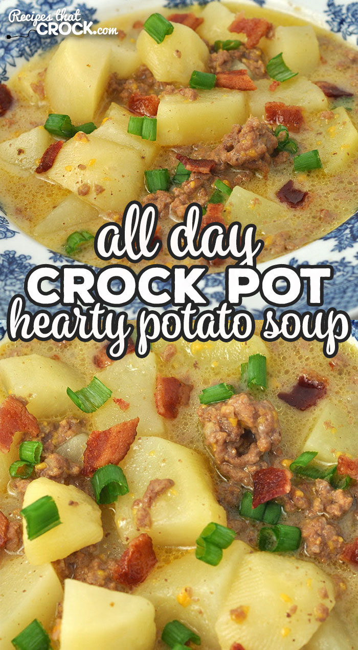 This Hearty Crock Pot Potato Soup recipe has it all! Cheese, beef, bacon, potatoes, onion. What more could you ask for?! It is delicious and filling!