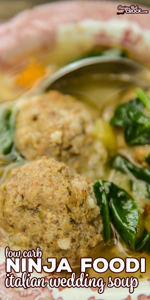 Our Low Carb Ninja Foodi Italian Wedding Soup is a quick an easy recipe you can make in one pot! We love these tender air crisp low carb meatballs in a savory soup with vegetables. No Foodi? Make with Oven/Air Fryer and your Instant Pot.