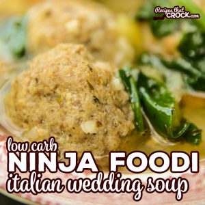 Our Low Carb Ninja Foodi Italian Wedding Soup is a quick an easy recipe you can make in one pot! We love these tender air crisp low carb meatballs in a savory soup with vegetables. No Foodi? Make with Oven/Air Fryer and your Instant Pot.
