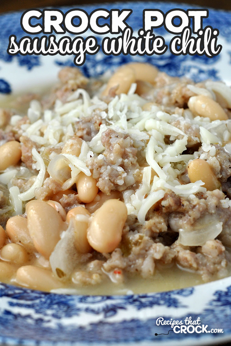 We absolutely love the flavor of this delicious Sausage Crock Pot White Chili recipe! I bet you will love it too and how easy it is to make!