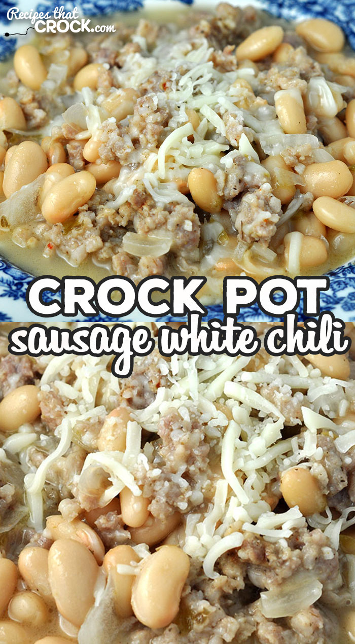 We absolutely love the flavor of this delicious Sausage Crock Pot White Chili recipe! I bet you will love it too and how easy it is to make! via @recipescrock