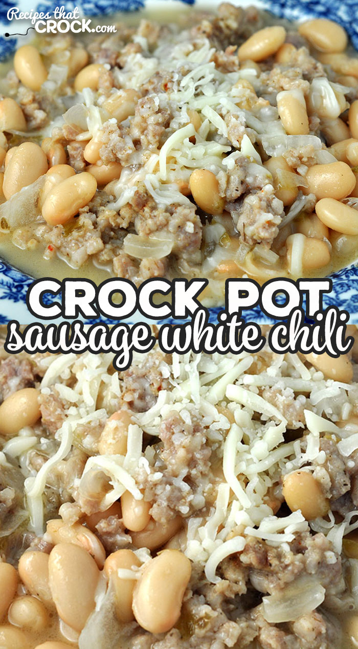 We absolutely love the flavor of this delicious Sausage Crock Pot White Chili recipe! I bet you will love it too and how easy it is to make!
