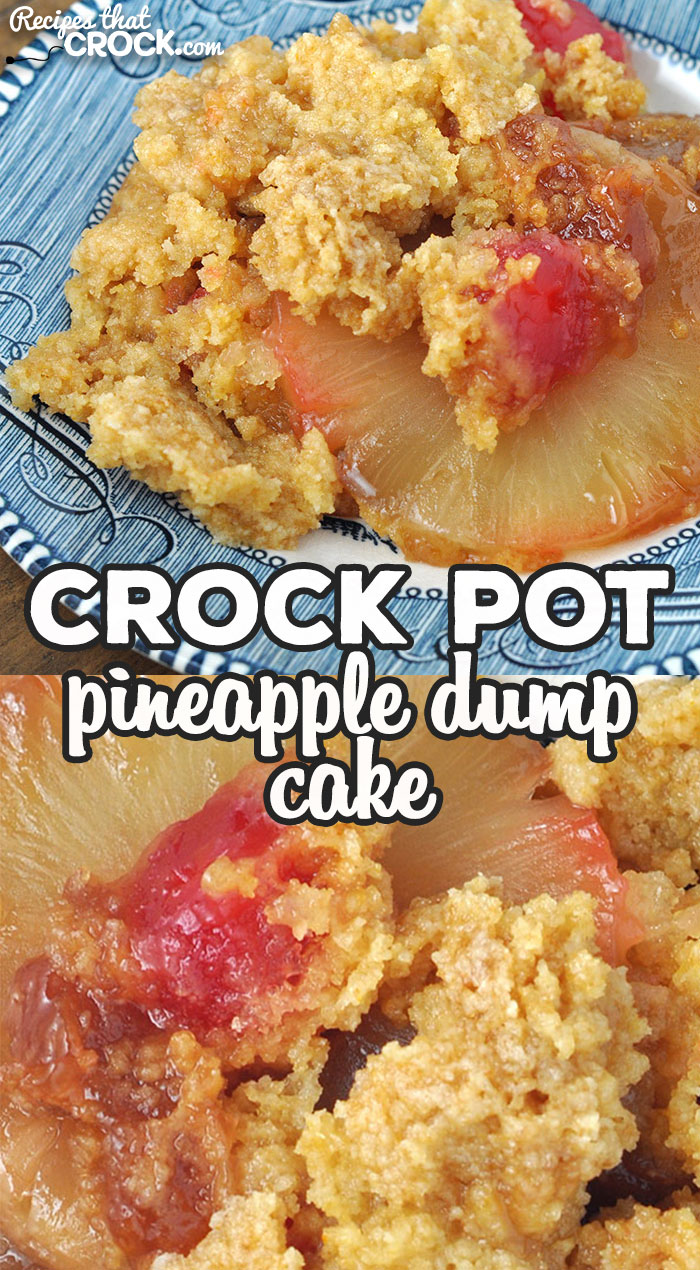 This Crock Pot Pineapple Dump Cake recipe is a simple way to have a delicious Pineapple Upside Down Cake in your crock pot! Yum! via @recipescrock