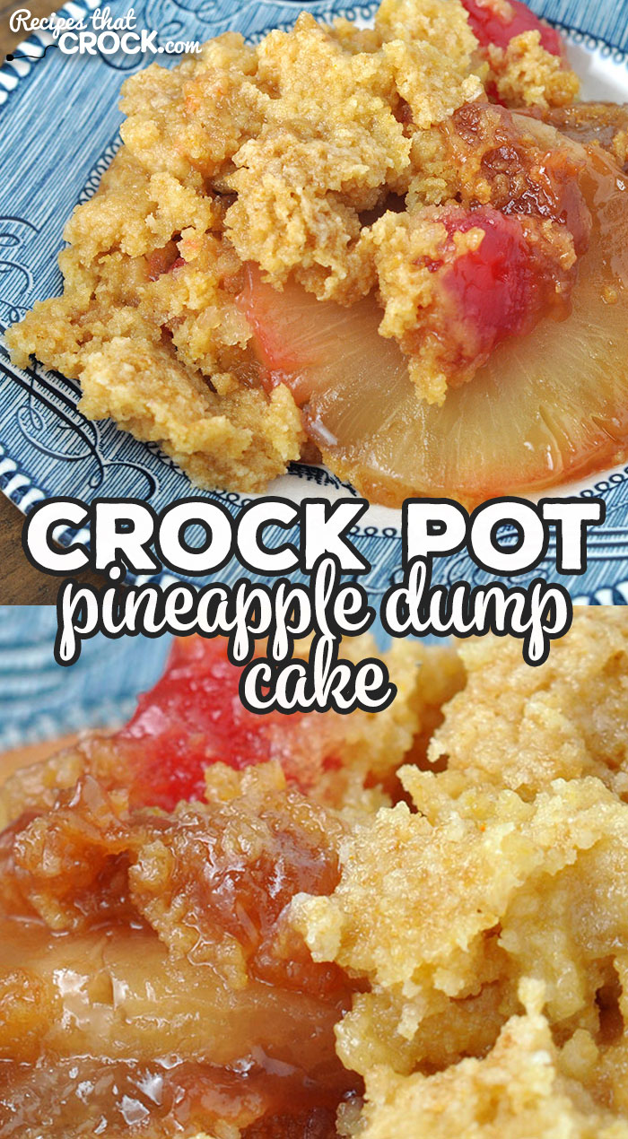 This Crock Pot Pineapple Dump Cake recipe is a simple way to have a delicious Pineapple Upside Down Cake in your crock pot! Yum! via @recipescrock