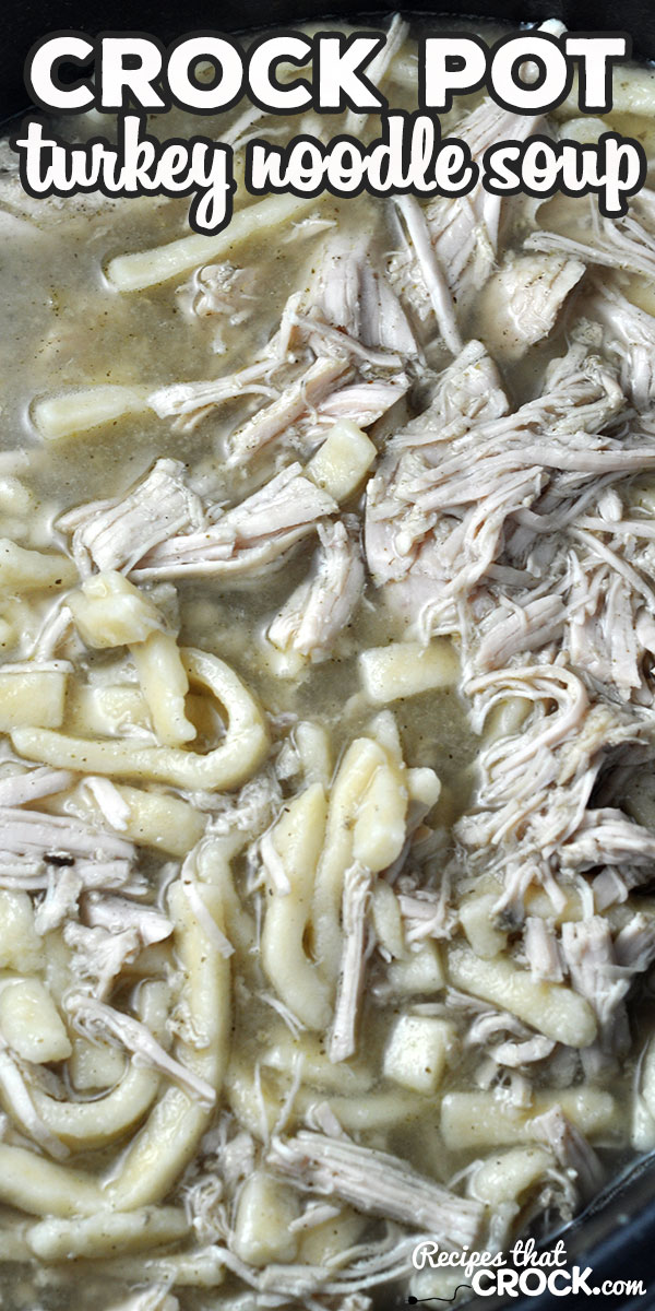 This Crock Pot Turkey Noodle Soup recipe can be made with freshly cooked turkey or leftover turkey. Either way, it is an amazing treat! via @recipescrock