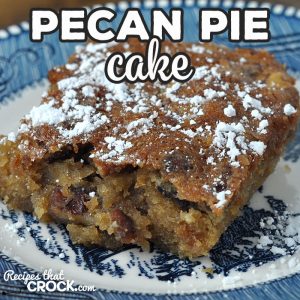 Do I have a treat for you! This Pecan Pie Cake recipe for your oven is simple and so delicious! It has a crispy crunch and gooey center. So yummy!