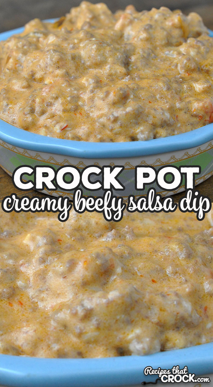 Do you love having that dip at a potluck that is gone first and everyone raves about? Then you want to make this Creamy Crock Pot Beefy Salsa Dip! via @recipescrock