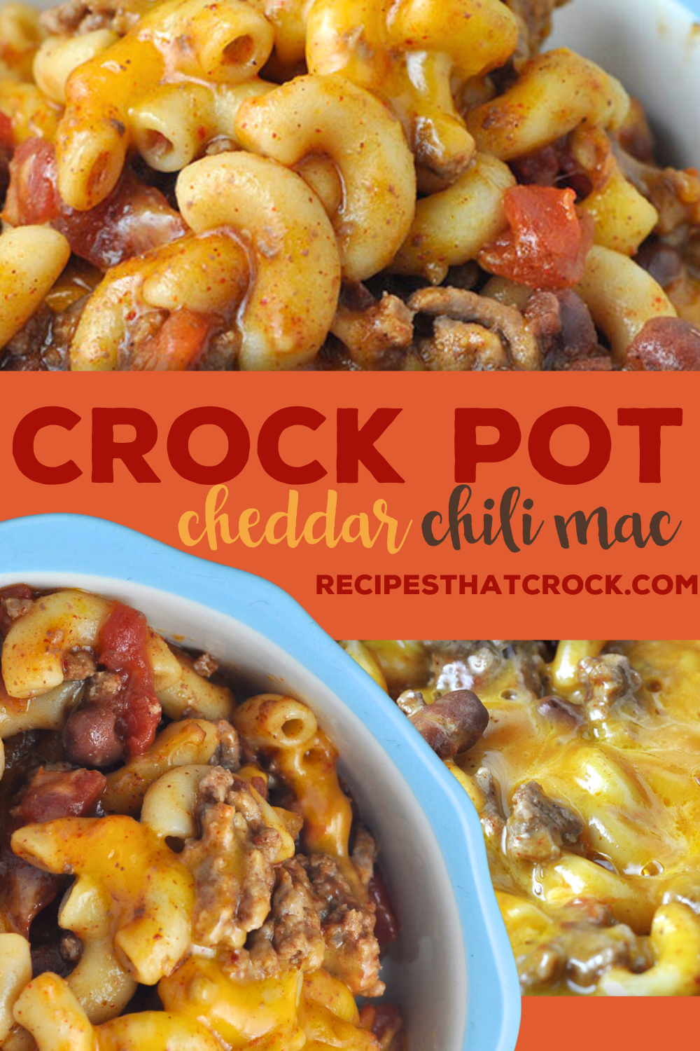 Oh my word folks! This Crock Pot Cheddar Chili Mac recipe is super simple to make, cooks quickly and is incredibly delicious! You are going to love it! Tiffany says: “This is my favorite chili EVER!!!!” Chili beans, flavorful ground beef, diced tomatoes, macaroni and cheddar cheese make this tried and true chili a must try!
