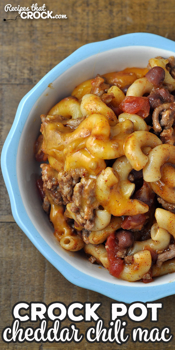 Oh my word folks! This Crock Pot Cheddar Chili Mac recipe is super simple to make, cooks quickly and is incredibly delicious! You are going to love it!