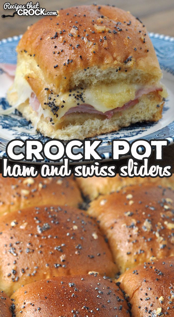 These Crock Pot Ham and Swiss Sliders are made in your casserole crock pot and super easy to make! You will love this crowd pleasing recipe! via @recipescrock