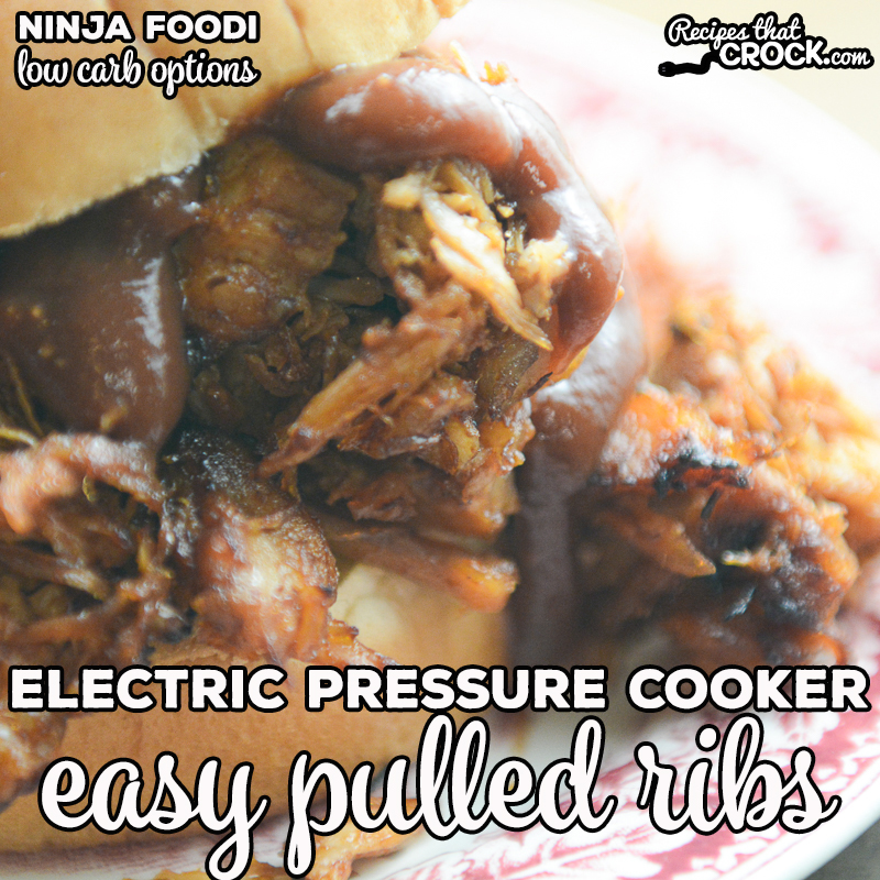 Our Electric Pressure Cooker Easy Pulled Ribs are quick and easy to make and turn out tender every time! We've included the optional Air Crisp step for Ninja Foodi cooks! We're also sharing low carb options to enjoy this dish.