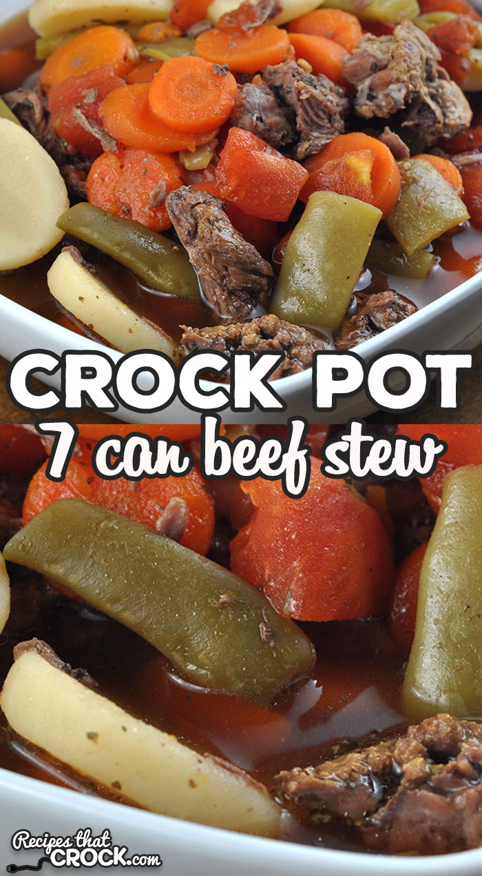 This 7 Can Crock Pot Beef Stew recipe may be the easiest beef stew recipe ever, and it is delicious too! You can't beat that!  via @recipescrock