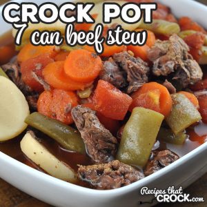 This 7 Can Crock Pot Beef Stew recipe may be the easiest beef stew recipe ever, and it is delicious too! You can't beat that!