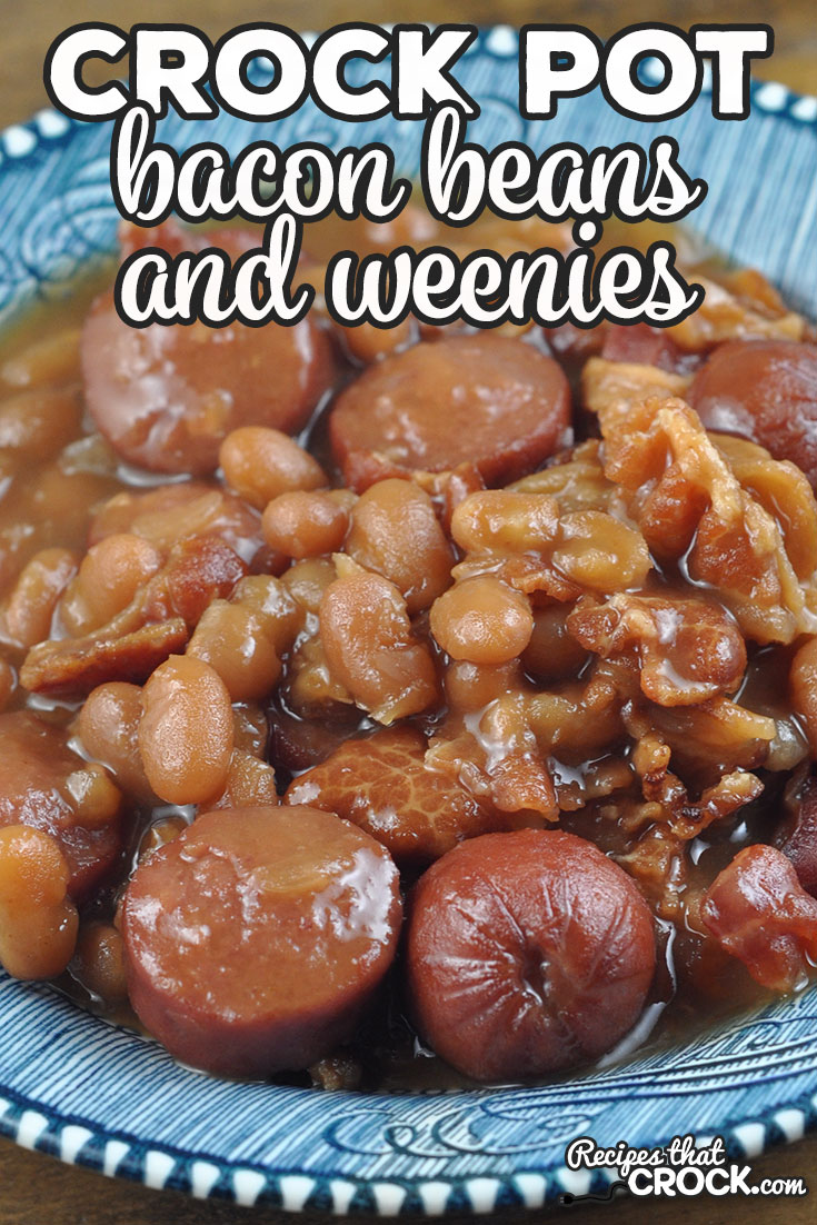 This Bacon Crock Pot Beans and Weenies recipe is super yummy and absolutely delicious! You are going to love this amped up side dish! Amazing! via @recipescrock