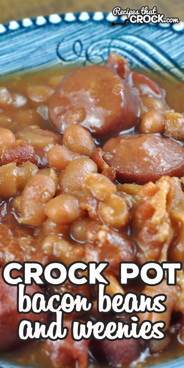 This Bacon Crock Pot Beans and Weenies recipe is super yummy and absolutely delicious! You are going to love this amped up side dish! Amazing! via @recipescrock