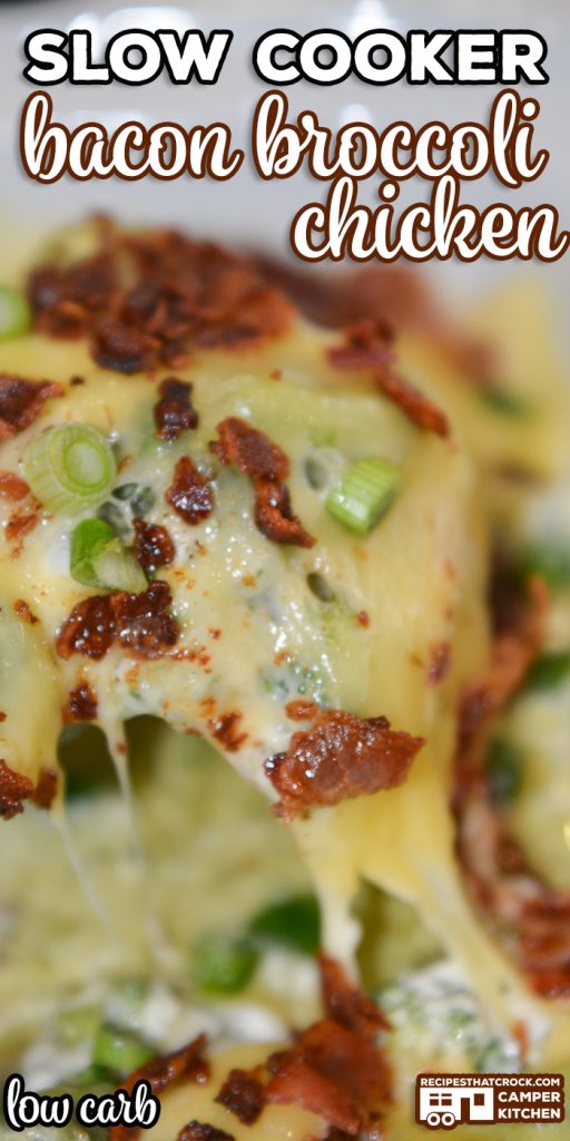 Our Slow Cooker Bacon Broccoli Chicken (Low Carb) is a tried and true crock pot casserole we love! Savory Bacon crumbles, savory chicken and tender broccoli in a delicious cheesy, creamy sauce.