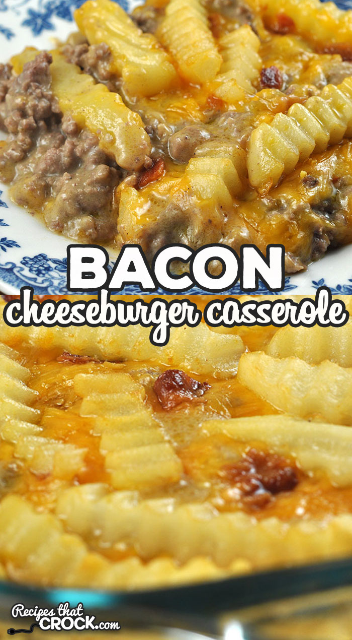 This Bacon Cheeseburger Casserole oven recipe is super easy to make and is ready in under and hour. My entire family gobble it up! I bet yours will too!