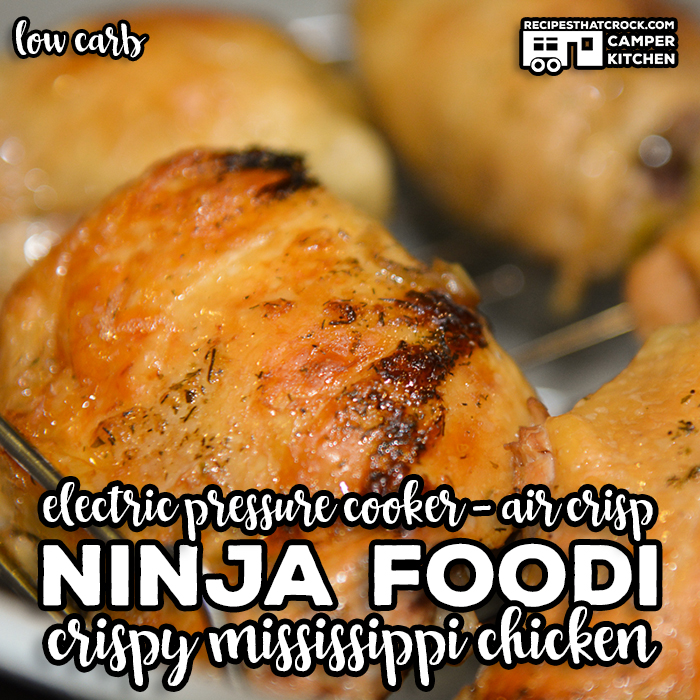 Crispy Ninja Foodi Mississippi Chicken is an incredible low carb recipe that uses both the electric pressure cooker and air crisp feature.