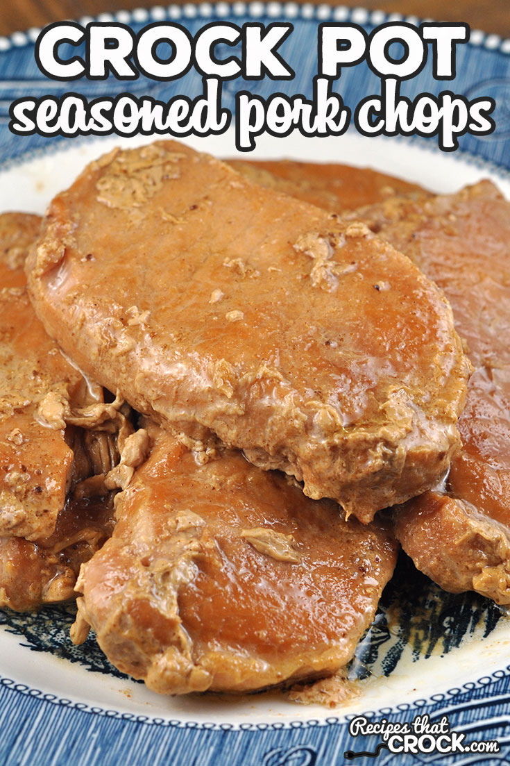 This Crock Pot Seasoned Pork Chops is super simple to throw together. Even though it is simple, the flavor is incredible! You will love it! via @recipescrock