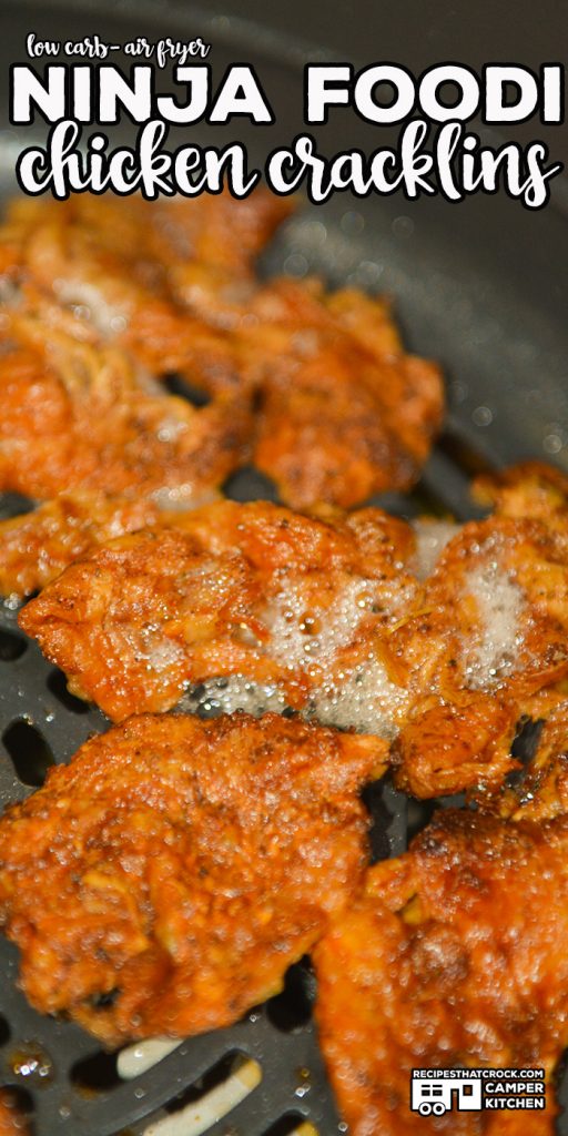 Ninja Foodi Air Fryer Chicken Cracklins are the perfect low carb snack! This simple recipe produces crispy flavorful cracklings every time!
