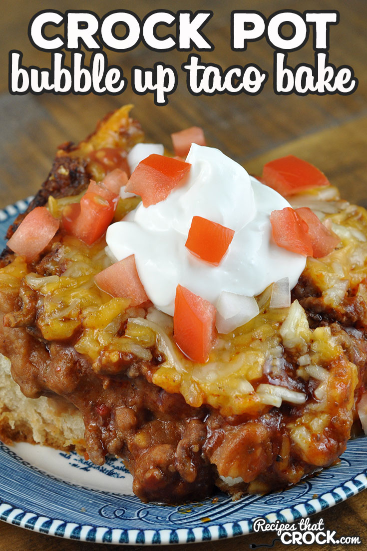 This Bubble-Up Crock Pot Taco Bake is an easy recipe to throw together and is so incredibly delicious! Young and old alike will gobble it right up! via @recipescrock