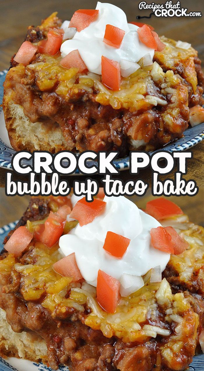 This Bubble-Up Crock Pot Taco Bake is an easy recipe to throw together and is so incredibly delicious! Young and old alike will gobble it right up! via @recipescrock