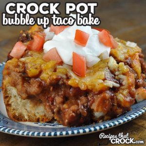 This Bubble-Up Crock Pot Taco Bake is an easy recipe to throw together and is so incredibly delicious! Young and old alike will gobble it right up!
