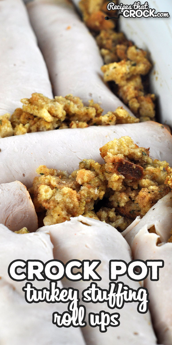 These Crock Pot Turkey Stuffing Roll Ups are a fun way to have the yumminess of a Thanksgiving dinner without all the hassle!  via @recipescrock