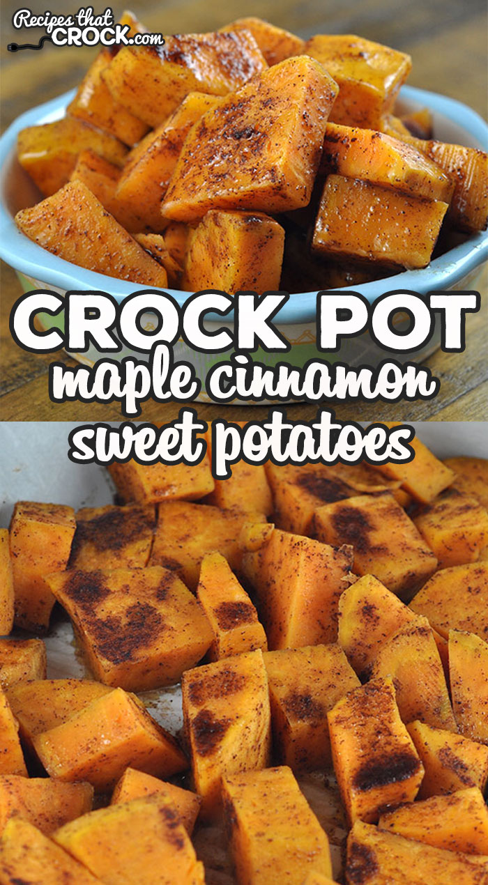 These Maple Cinnamon Crock Pot Sweet Potatoes are easy to throw together and a delicious side dish to round out your weeknight dinner or holiday table!