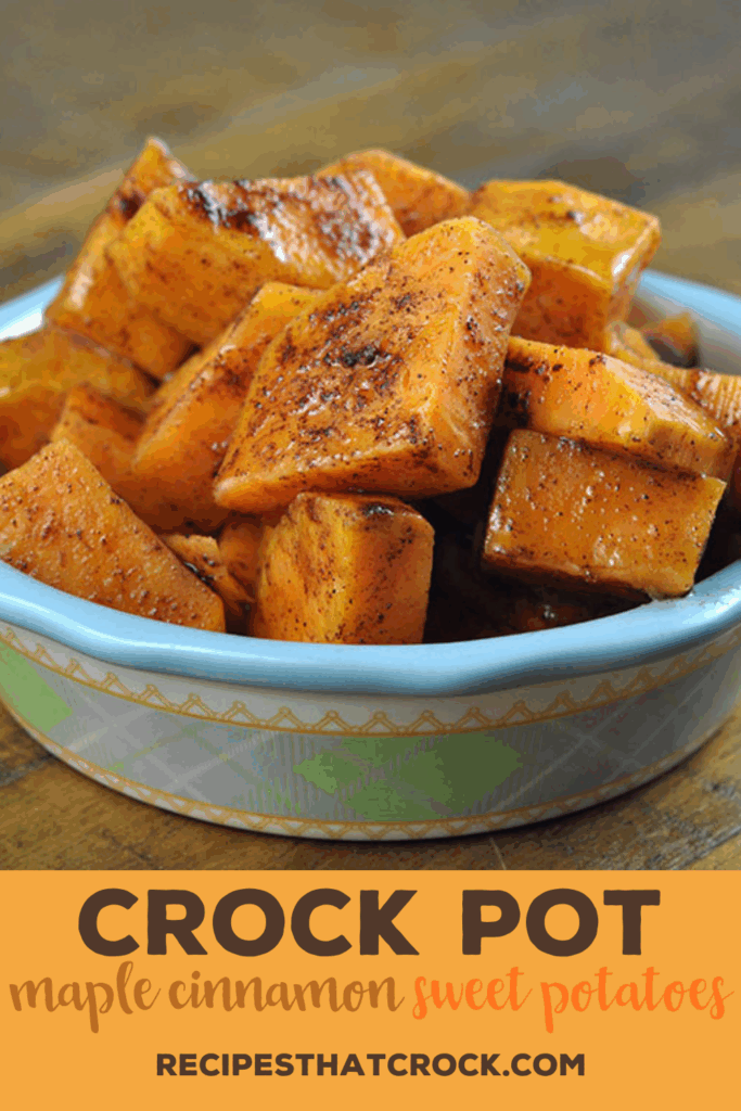 These Maple Cinnamon Crock Pot Sweet Potatoes are easy to throw together and a delicious side dish to round out your weeknight dinner or holiday table!