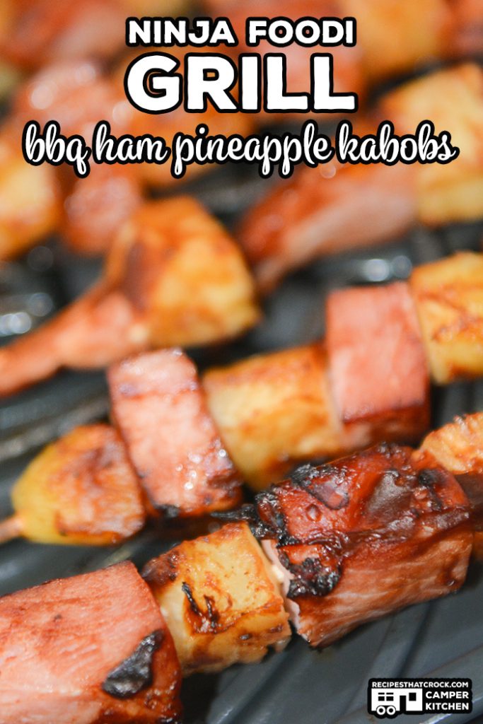 Ninja Foodi Grill BBQ Ham Pineapple Kabobs are a quick and easy left-over ham recipe. Adding barbecue sauce to these kabobs, adds a tangy flavor to this sweet and savory favorite. Can be made on a traditional grill as well.