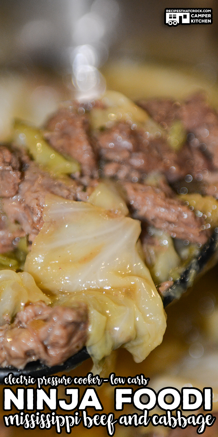 Ninja Foodi Mississippi Beef and Cabbage is a simple electric pressure cooker recipe that takes that Mississippi Beef Roast flavor and turns it into an less expensive one pot meal! Low Carb too! via @recipescrock