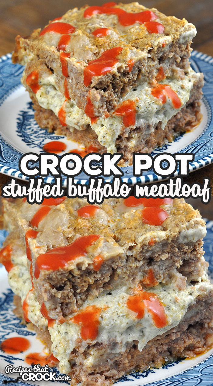 Meatloaf night will not be the same once you try this delicious Stuffed Crock Pot Buffalo Meatloaf! It is easy to put together and so yummy! via @recipescrock