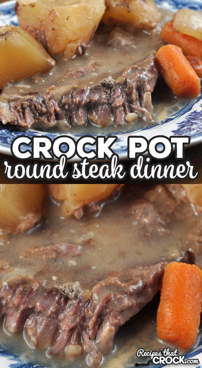 This Crock Pot Round Steak Dinner takes our extremely popular Easy Crock Pot Round Steak recipe and makes it a delicious one pot meal! You are going to love it! via @recipescrock
