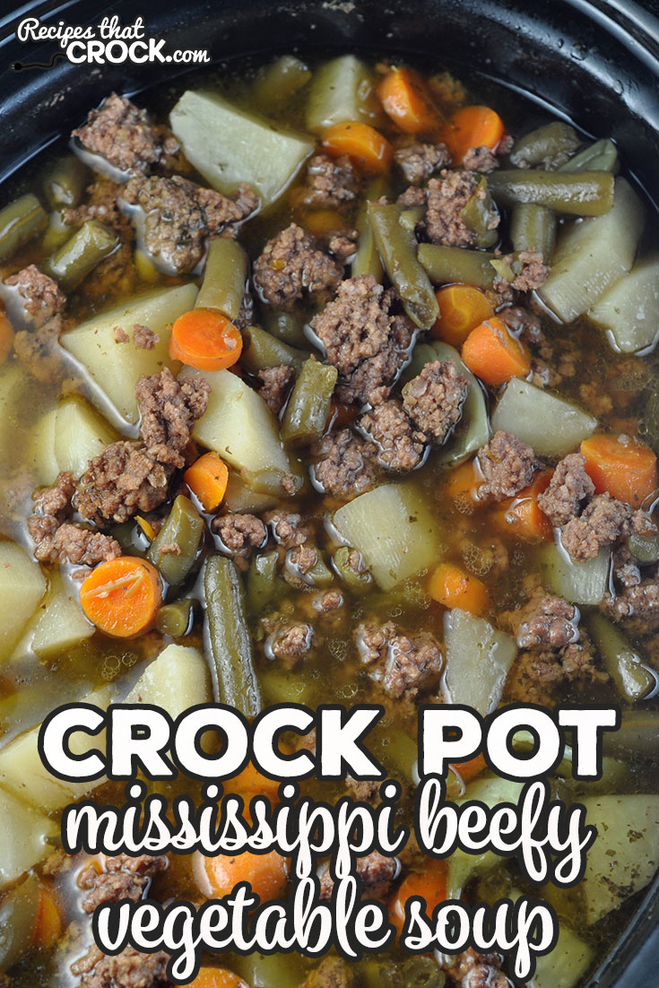 If you want a soup recipe that is packed full of flavor and will fill you up, you will definitely want to try this Crock Pot Mississippi Beefy Vegetable Soup! So yummy!