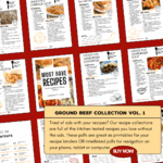 Must Have Recipes: The Ground Beef Collection Volume 1: This download includes some of our most loved, must have ground beef recipes in a full color, fully designed printable with linked table of contents for easy navigation. This collection includes: Crock Pot Make Ahead Ground Beef Crock Pot Cheesy Beefy Mac Casserole Crock Pot Chili Mac Casserole Crock Pot Crustless Pizza Crock Pot Hamburger Casserole Crock Pot Hamburger Soup Crock Pot Mississippi Loose Meat Sandwiches Crock Pot Sloppy Joe Cheeseburgers Crock Pot Unstuffed Cabbage Soup Easy Crock Pot Taco Soup These recipes are ad free, and beautifully laid out to make a great addition to your recipe binder OR are easy to pull up on your computer, phone or iPad and click to find just the right recipe.