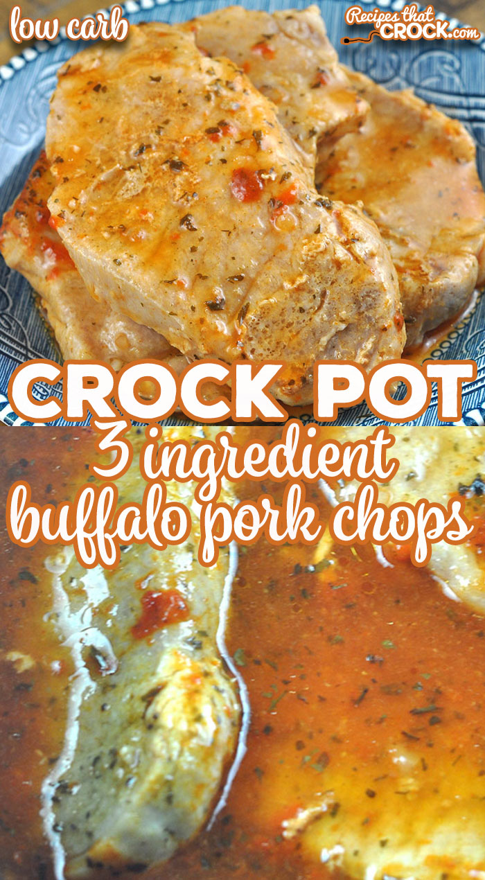 I took one of our reader favorite recipes for chicken and made this 3 Ingredient Crock Pot Buffalo Pork Chops recipe. It is simple, delicious and low carb!