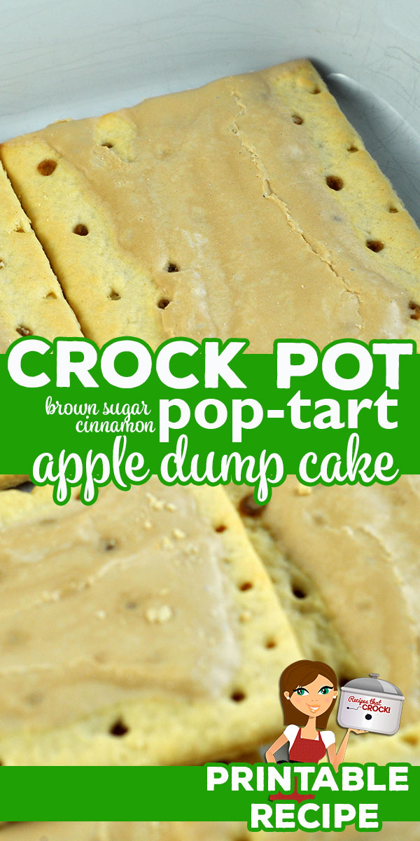 The flavors of this Crock Pot Brown Sugar Cinnamon Pop Tart Apple Dump Cake meld together perfectly to give you an amazing, rich dessert! via @recipescrock