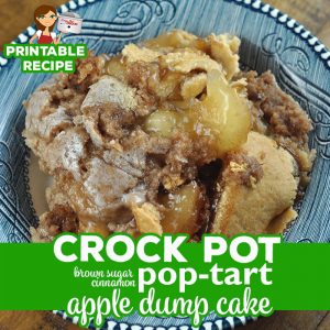 The flavors of this Crock Pot Brown Sugar Cinnamon Pop Tart Apple Dump Cake meld together perfectly to give you an amazing, rich dessert!