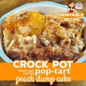If you are in the mood for a rich dessert and love peaches, you do not want to miss this Crock Pot Brown Sugar Cinnamon Pop Tart Peach Dump Cake!