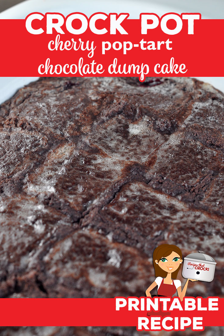 You do not want to miss the latest in our Pop Tart Dump Cake series. This Crock Pot Cherry Pop Tart Chocolate Dump Cake is absolutely delicious!