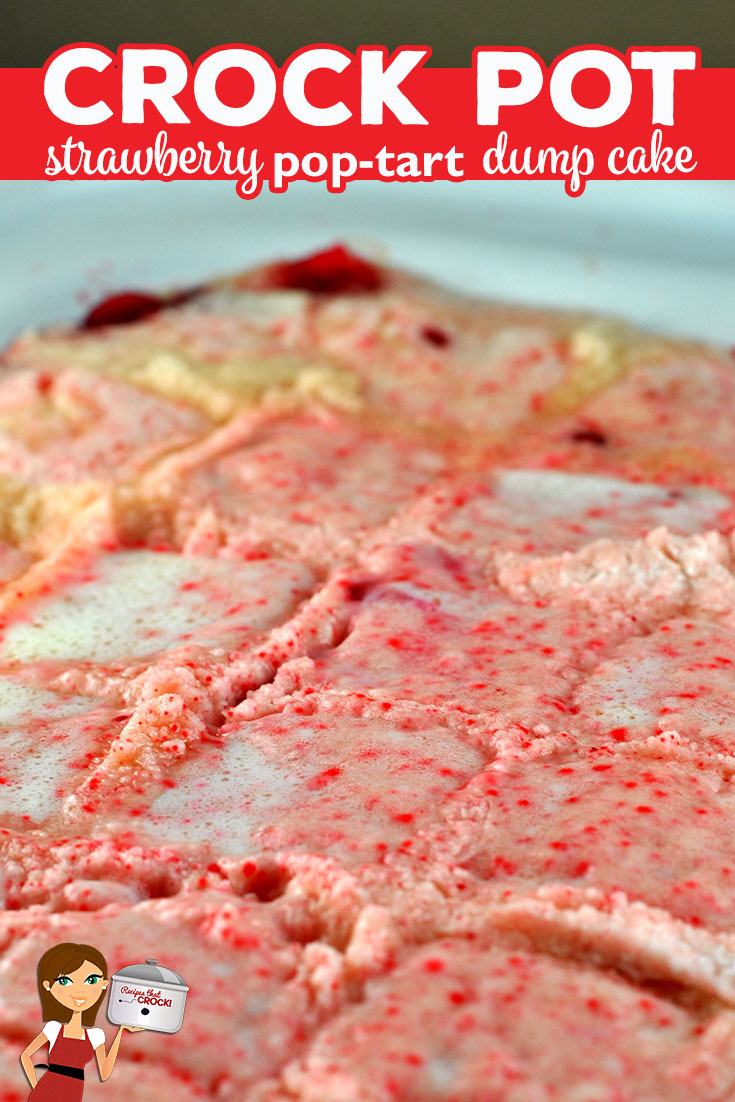 Oh my! I have a treat for you! This Crock Pot Strawberry Pop Tart Dump Cake recipe is incredibly simple and so rich and delicious! You are going to love it!