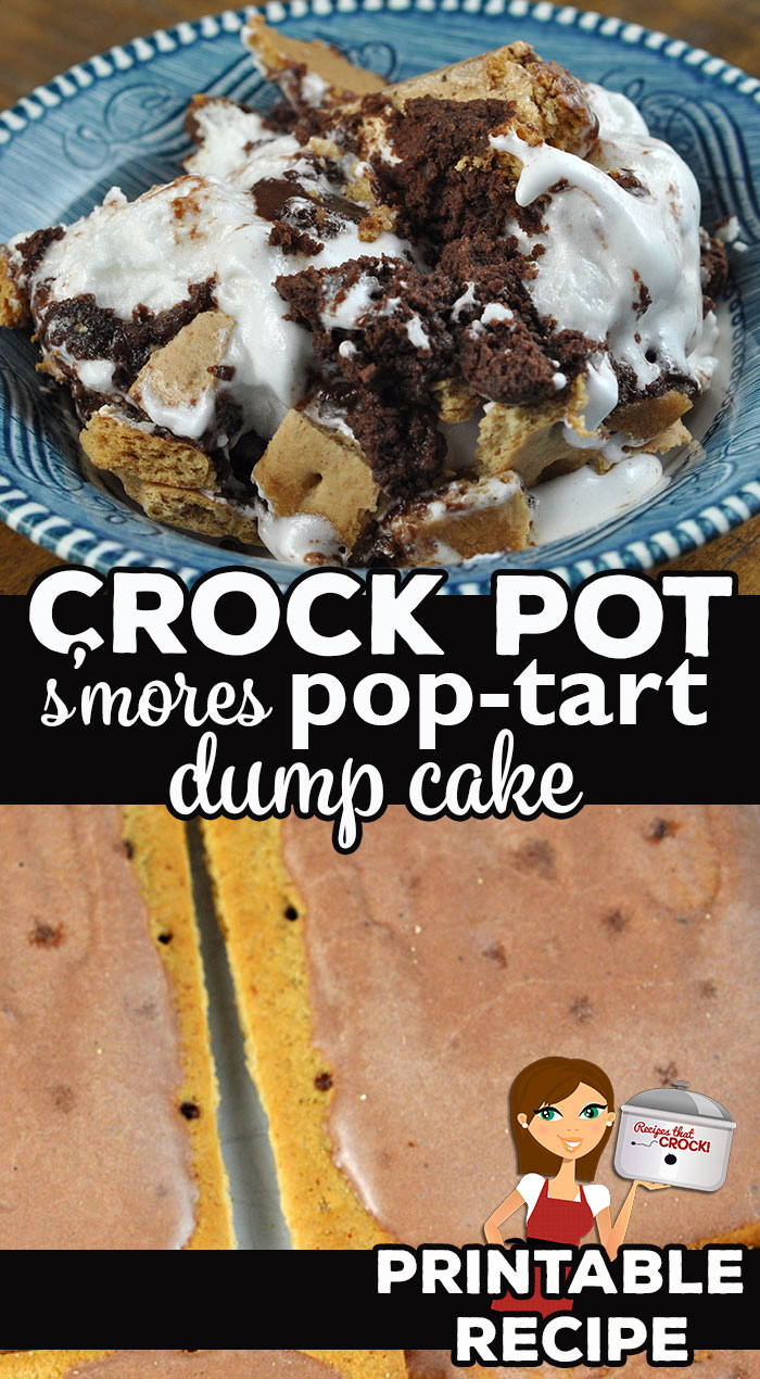 You can have the deliciousness of s'mores any time of year with this super yummy Crock Pot S'mores Pot Tart Dump Cake! It was an instant family favorite! via @recipescrock