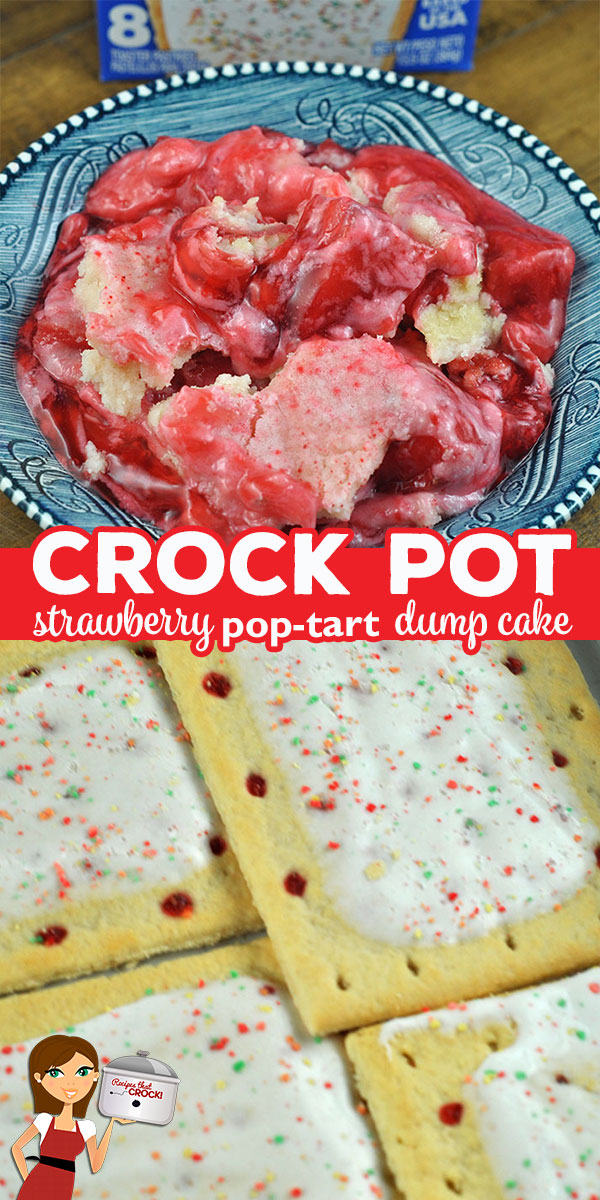 Oh my! I have a treat for you! This Crock Pot Strawberry Pop Tart Dump Cake recipe is incredibly simple and so rich and delicious! You are going to love it!