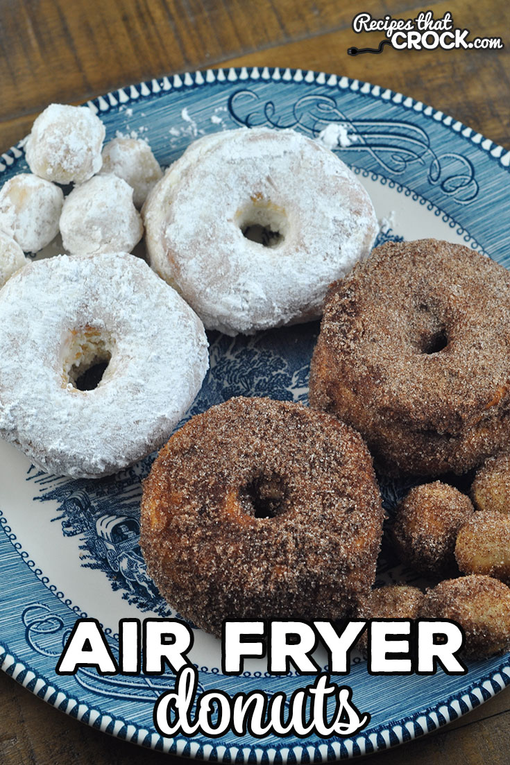 With this Air Fryer Donuts recipe, you can make delicious powdered sugar and cinnamon sugar donut holes and donuts at home! It is super easy to do too!