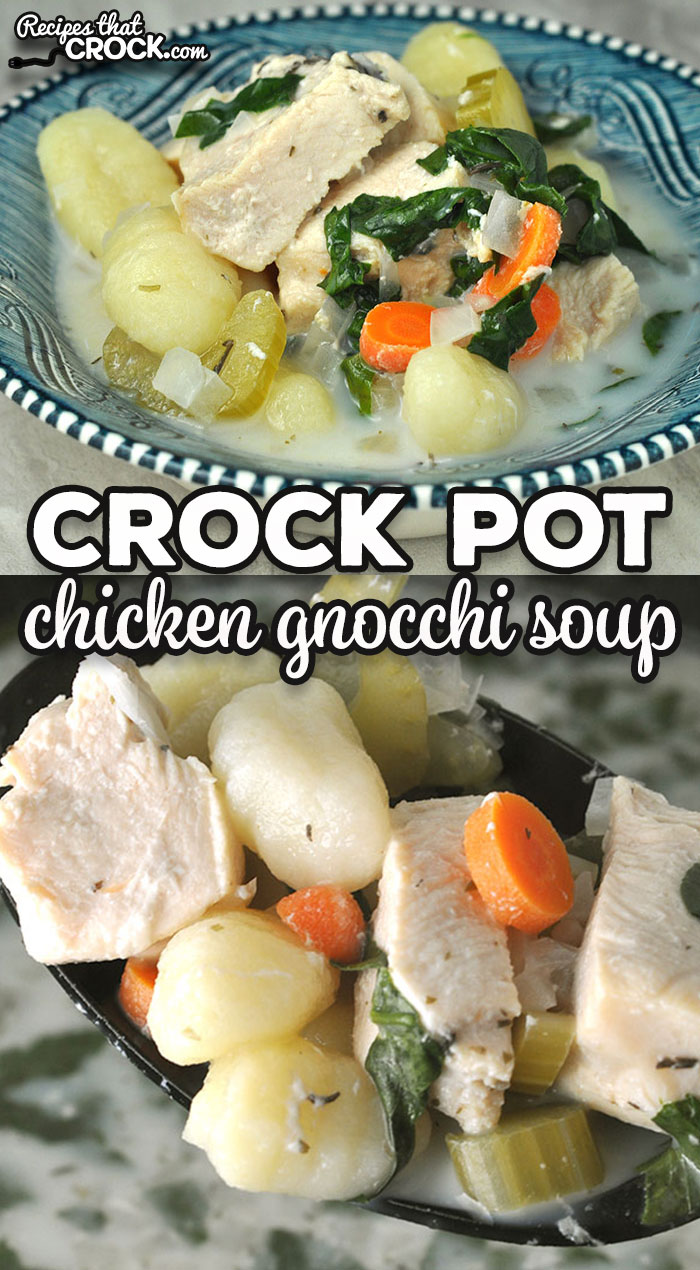 This Crock Pot Chicken Gnocchi Soup is delicious. It takes a little bit of prep time, but the results are completely worth it! Yummy comfort in a bowl! via @recipescrock